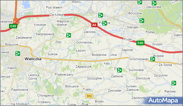 mapa Bodzanów gmina Biskupice, Bodzanów gmina Biskupice na mapie Targeo