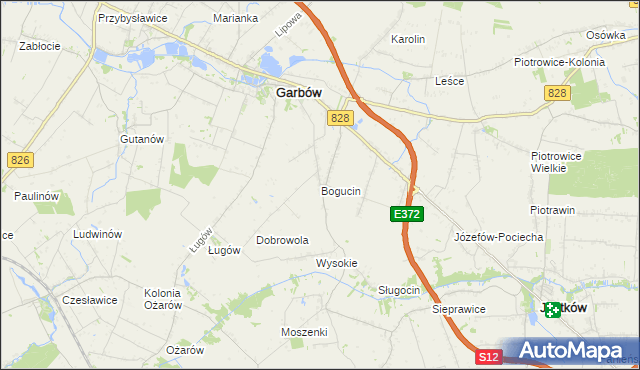 mapa Bogucin gmina Garbów, Bogucin gmina Garbów na mapie Targeo
