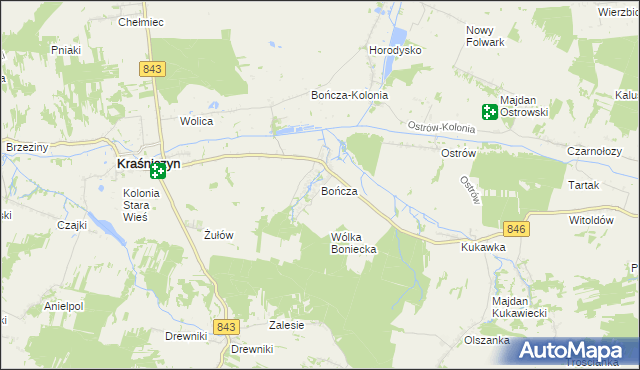 mapa Bończa gmina Kraśniczyn, Bończa gmina Kraśniczyn na mapie Targeo