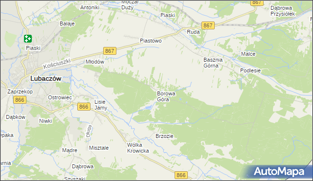 mapa Borowa Góra gmina Lubaczów, Borowa Góra gmina Lubaczów na mapie Targeo