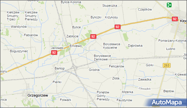 mapa Borysławice Zamkowe, Borysławice Zamkowe na mapie Targeo