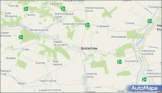 mapa Borzechów, Borzechów na mapie Targeo