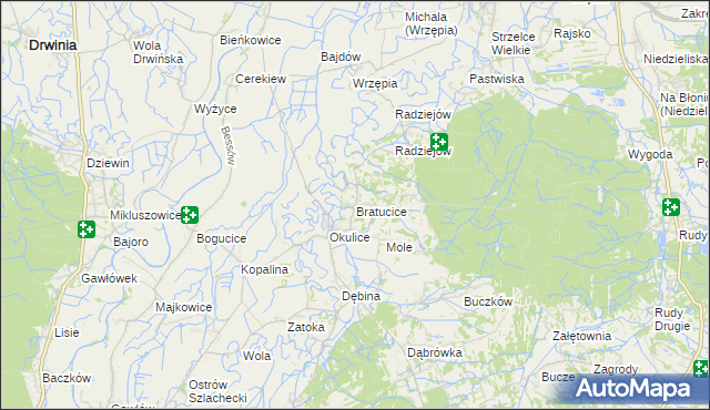 mapa Bratucice, Bratucice na mapie Targeo