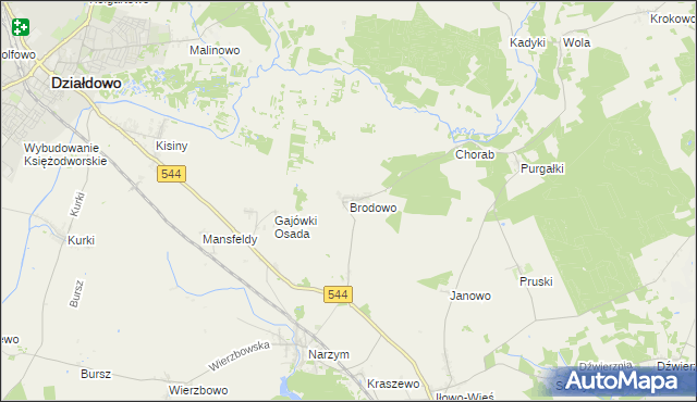 mapa Brodowo gmina Iłowo-Osada, Brodowo gmina Iłowo-Osada na mapie Targeo