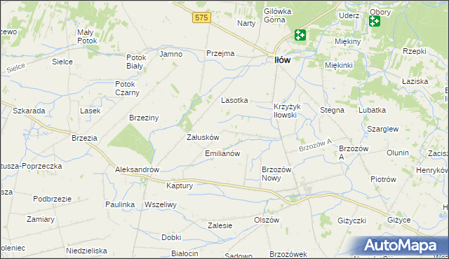 mapa Brzozowiec gmina Iłów, Brzozowiec gmina Iłów na mapie Targeo