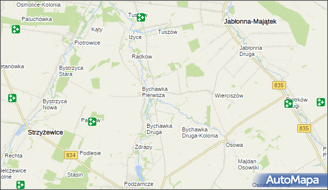 mapa Bychawka Trzecia-Kolonia, Bychawka Trzecia-Kolonia na mapie Targeo