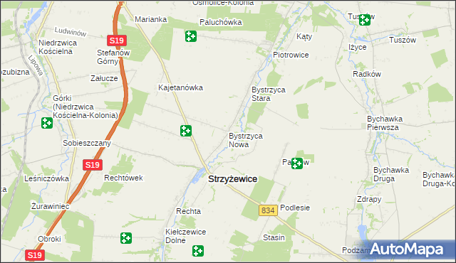 mapa Bystrzyca Nowa, Bystrzyca Nowa na mapie Targeo