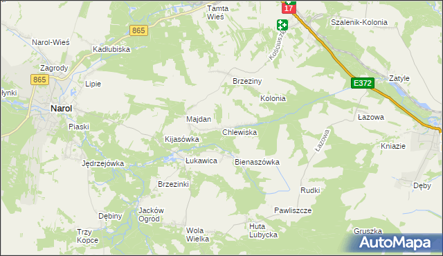 mapa Chlewiska gmina Narol, Chlewiska gmina Narol na mapie Targeo