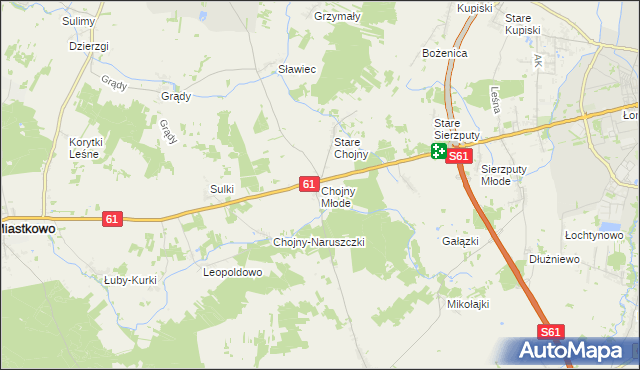 mapa Chojny Młode, Chojny Młode na mapie Targeo