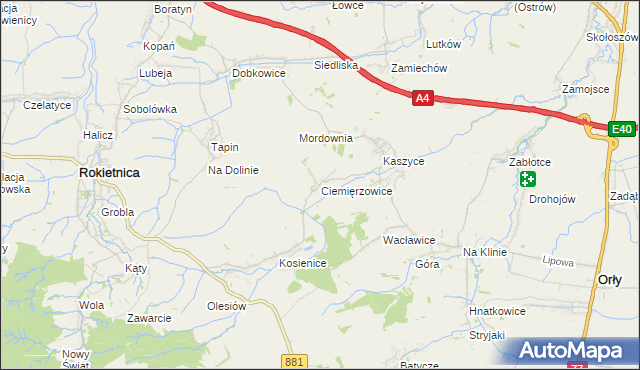 mapa Ciemięrzowice, Ciemięrzowice na mapie Targeo