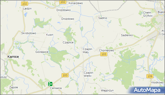 mapa Czaplin Mały, Czaplin Mały na mapie Targeo