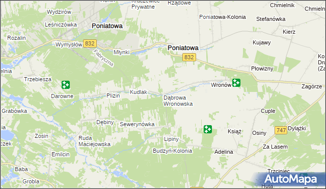 mapa Dąbrowa Wronowska, Dąbrowa Wronowska na mapie Targeo
