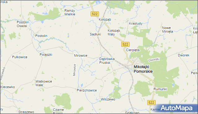 mapa Dąbrówka Pruska, Dąbrówka Pruska na mapie Targeo