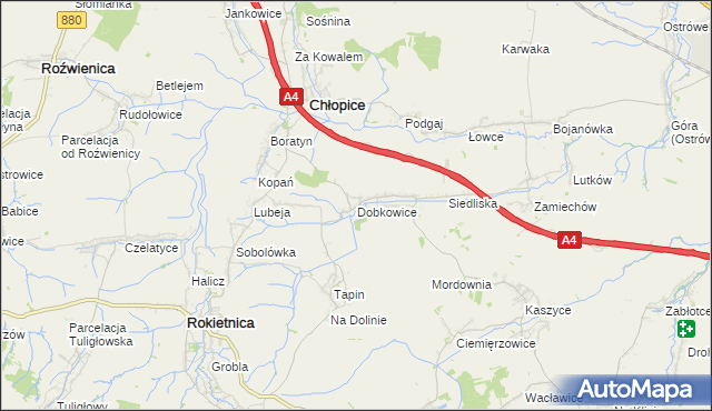 mapa Dobkowice gmina Chłopice, Dobkowice gmina Chłopice na mapie Targeo