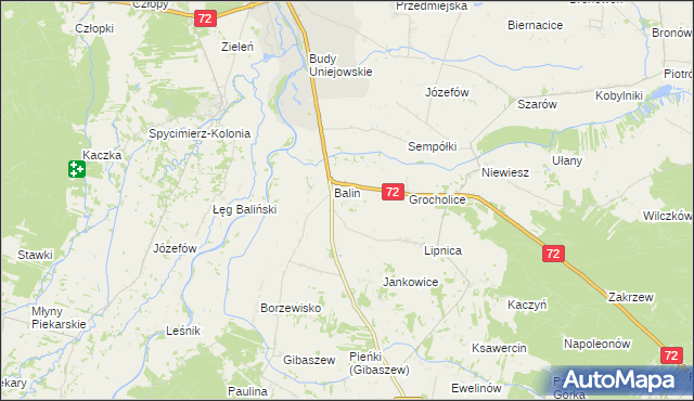 mapa Dominikowice gmina Poddębice, Dominikowice gmina Poddębice na mapie Targeo