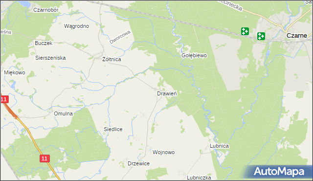 mapa Drawień, Drawień na mapie Targeo