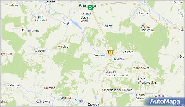 mapa Drewniki gmina Kraśniczyn, Drewniki gmina Kraśniczyn na mapie Targeo