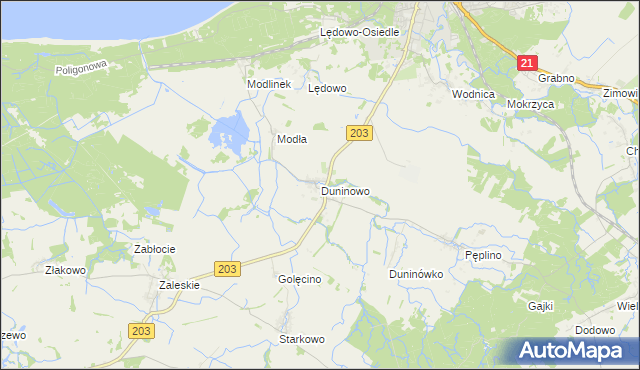 mapa Duninowo, Duninowo na mapie Targeo