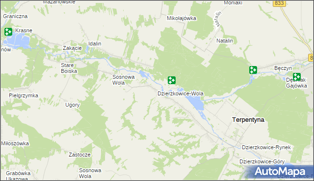 mapa Dzierzkowice-Wola, Dzierzkowice-Wola na mapie Targeo