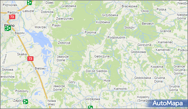 mapa Gębiczyna, Gębiczyna na mapie Targeo