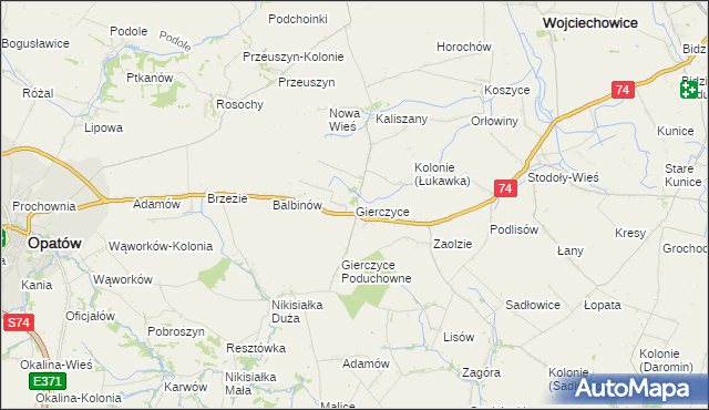 mapa Gierczyce gmina Wojciechowice, Gierczyce gmina Wojciechowice na mapie Targeo