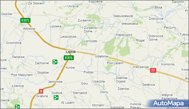 mapa Gołębiów gmina Lipnik, Gołębiów gmina Lipnik na mapie Targeo