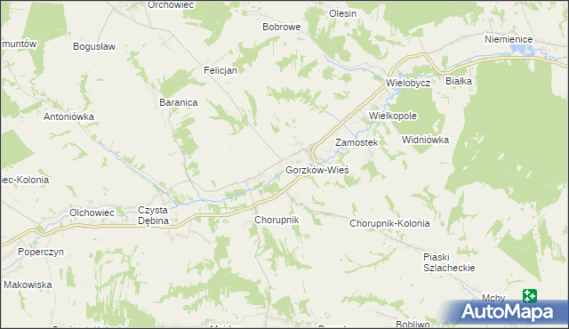 mapa Gorzków-Wieś, Gorzków-Wieś na mapie Targeo