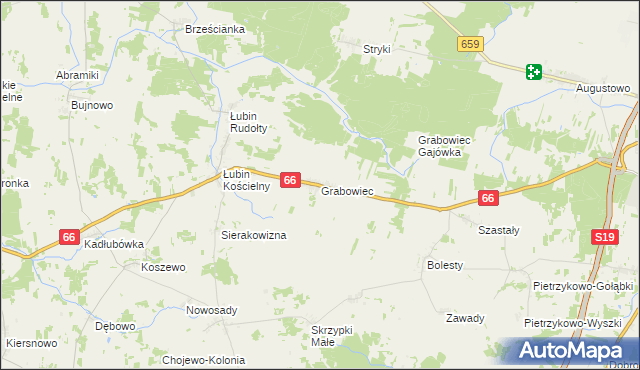 mapa Grabowiec gmina Bielsk Podlaski, Grabowiec gmina Bielsk Podlaski na mapie Targeo
