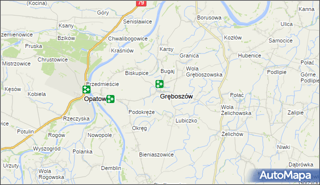 mapa Gręboszów powiat dąbrowski, Gręboszów powiat dąbrowski na mapie Targeo
