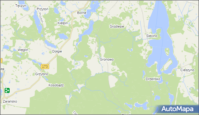 mapa Gronowo gmina Ostrowice, Gronowo gmina Ostrowice na mapie Targeo