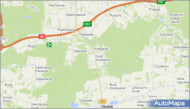 mapa Huta Dłutowska, Huta Dłutowska na mapie Targeo