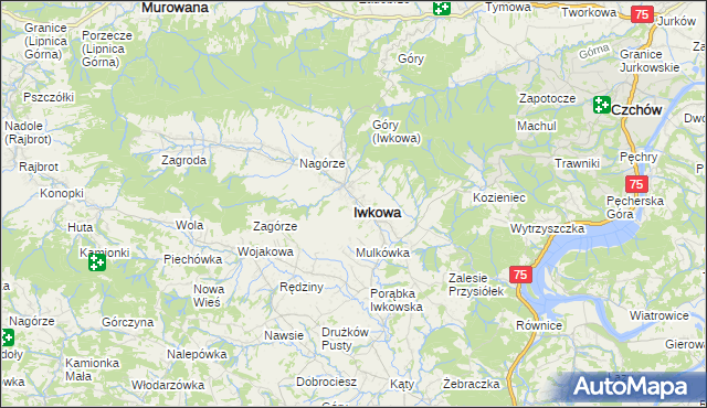 mapa Iwkowa, Iwkowa na mapie Targeo