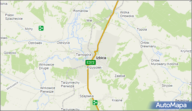 mapa Izbica powiat krasnostawski, Izbica powiat krasnostawski na mapie Targeo