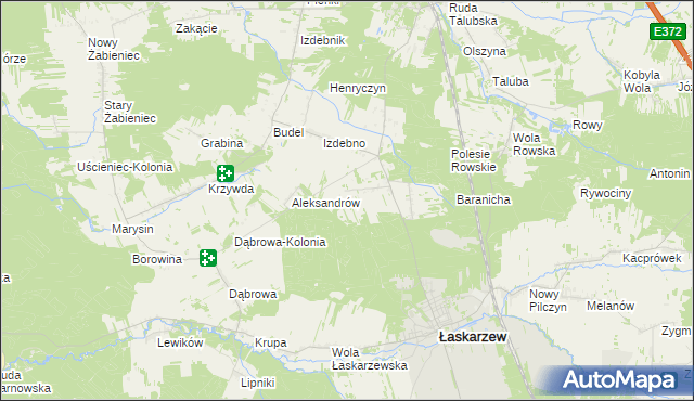 mapa Izdebno-Kolonia gmina Łaskarzew, Izdebno-Kolonia gmina Łaskarzew na mapie Targeo