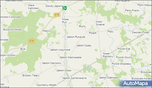 mapa Jabłoń-Spały, Jabłoń-Spały na mapie Targeo