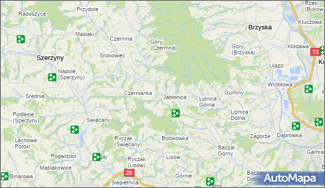 mapa Jabłonica gmina Skołyszyn, Jabłonica gmina Skołyszyn na mapie Targeo