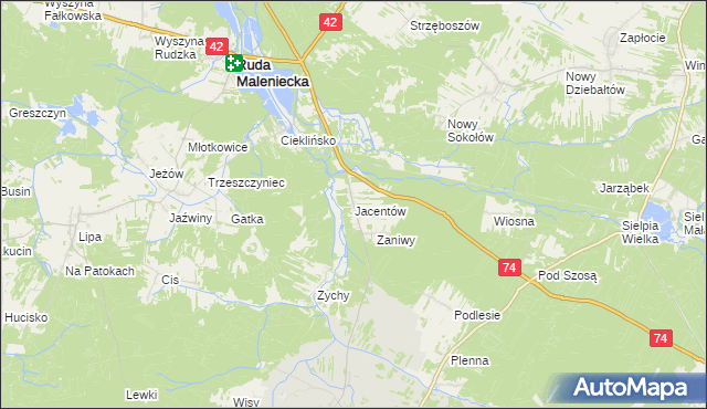 mapa Jacentów, Jacentów na mapie Targeo