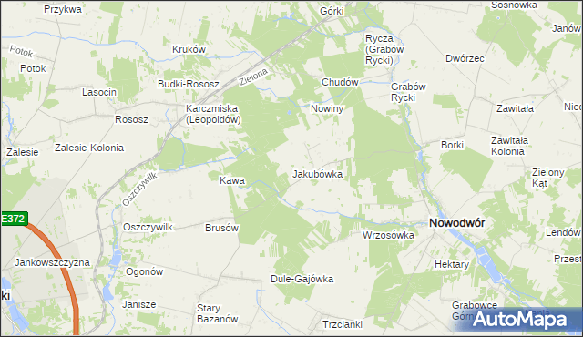 mapa Jakubówka gmina Nowodwór, Jakubówka gmina Nowodwór na mapie Targeo