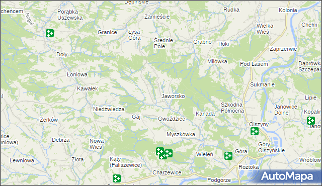 mapa Jaworsko, Jaworsko na mapie Targeo