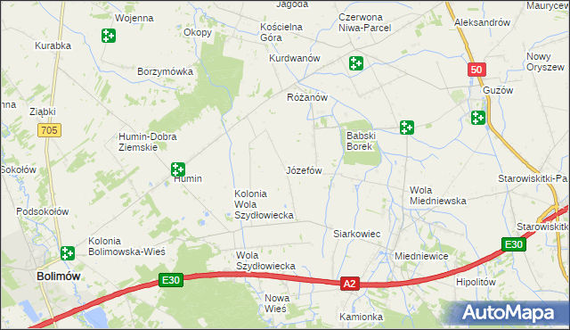 mapa Józefów gmina Bolimów, Józefów gmina Bolimów na mapie Targeo