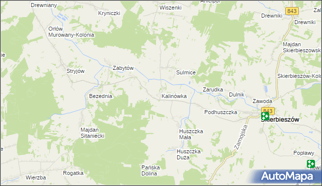 mapa Kalinówka gmina Skierbieszów, Kalinówka gmina Skierbieszów na mapie Targeo