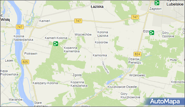 mapa Kamionka gmina Opole Lubelskie, Kamionka gmina Opole Lubelskie na mapie Targeo