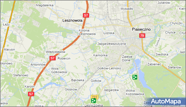 mapa Kamionka gmina Piaseczno, Kamionka gmina Piaseczno na mapie Targeo