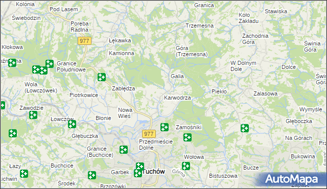 mapa Karwodrza, Karwodrza na mapie Targeo