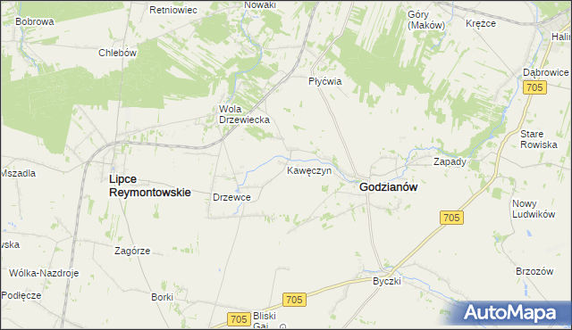mapa Kawęczyn gmina Godzianów, Kawęczyn gmina Godzianów na mapie Targeo
