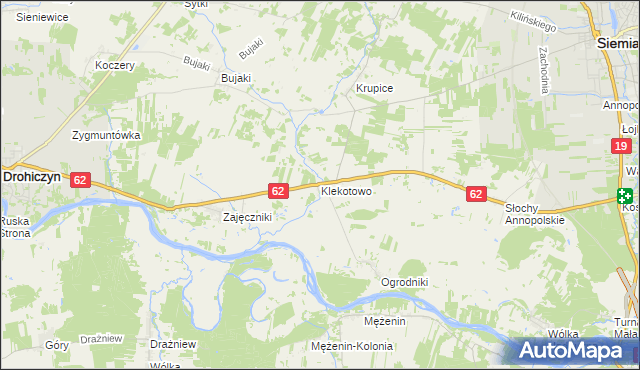 mapa Klekotowo gmina Siemiatycze, Klekotowo gmina Siemiatycze na mapie Targeo