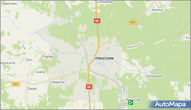 mapa Kleszczele, Kleszczele na mapie Targeo