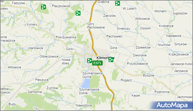 mapa Klimontów powiat sandomierski, Klimontów powiat sandomierski na mapie Targeo