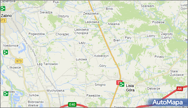 mapa Kobierzyn gmina Lisia Góra, Kobierzyn gmina Lisia Góra na mapie Targeo