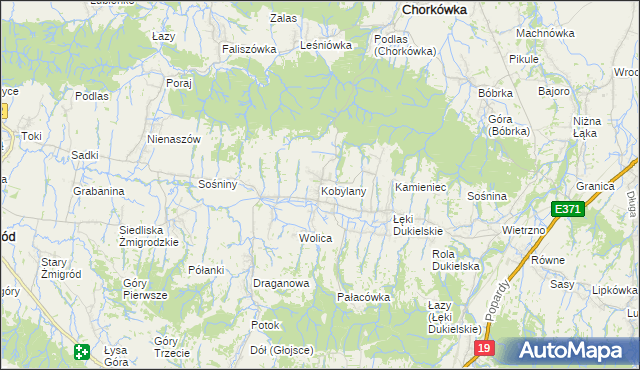 mapa Kobylany gmina Chorkówka, Kobylany gmina Chorkówka na mapie Targeo